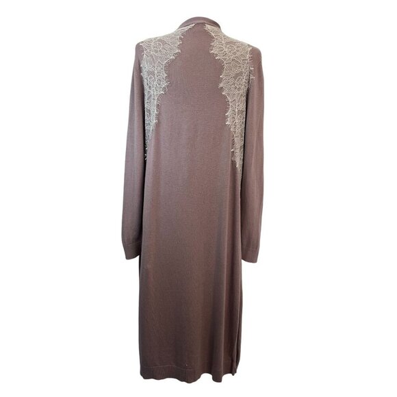 Soma Lace Long Cardigan Duster Ladies Size Large Mauve and Lace Evening Casual L - Picture 2 of 8
